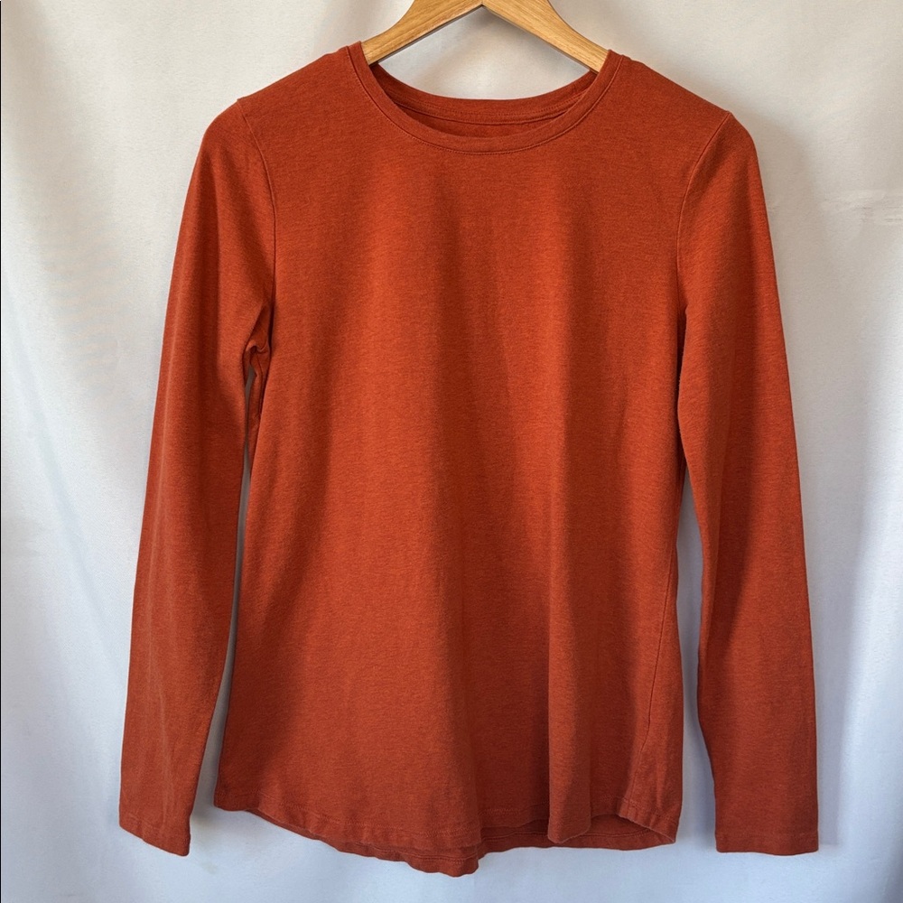 New Directions Style Essentials Women's Medium Orange Long Sleeve T-Shirt Cotton